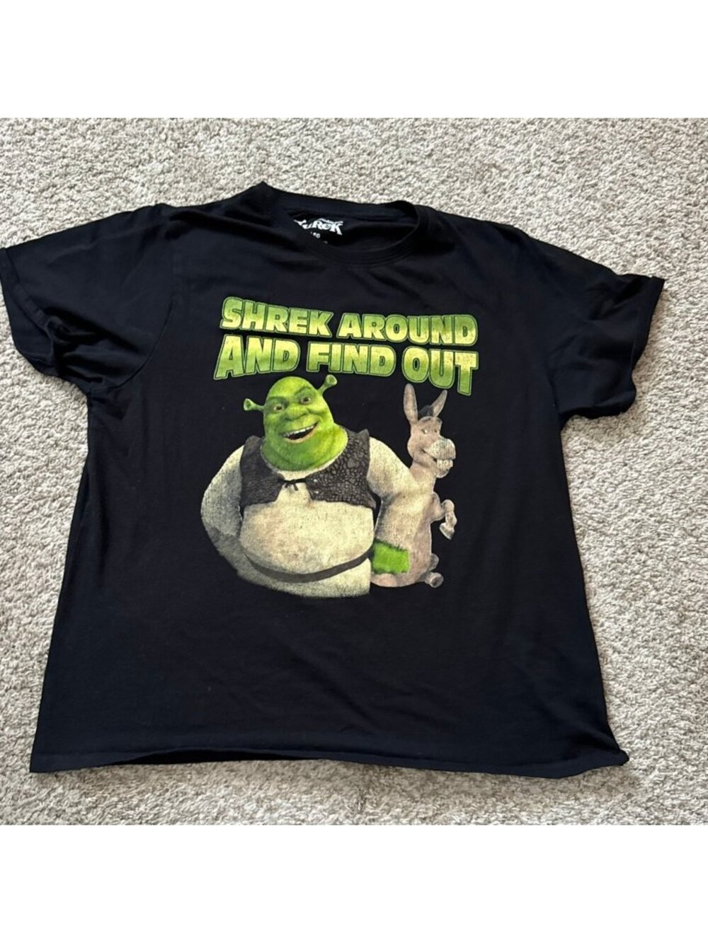 DreamWorks Shrek Around And Find Out T-Shirt Men's XL Black Donkey Graphic Tee